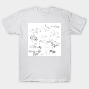 tables and chairs sketch T-Shirt